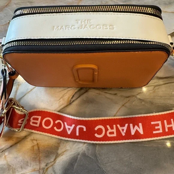 Orange Grey & White Crossbody Bag with Red Strap - Picture 2 of 7
